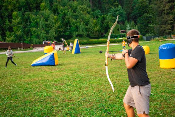 Contestant taking part in archery tag