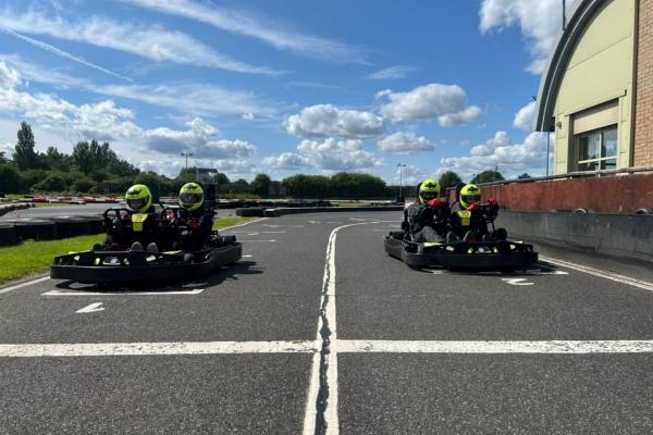 Dual Drive karts lining up to start a race