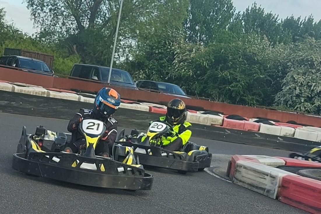 two karts racing